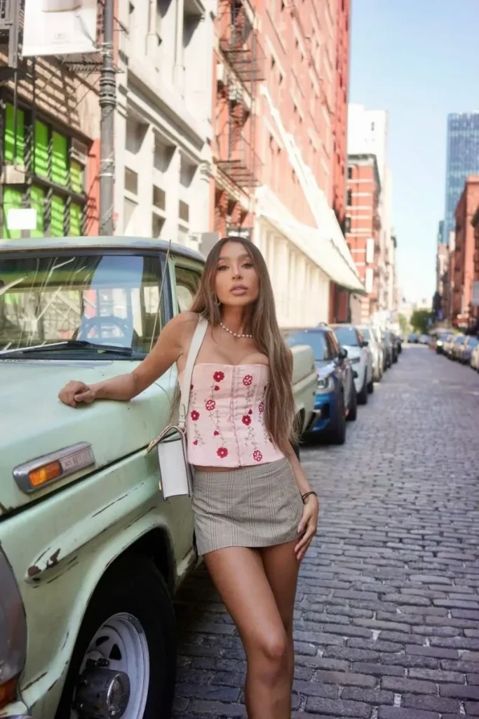 Talia poses mesmerizingly on the street
